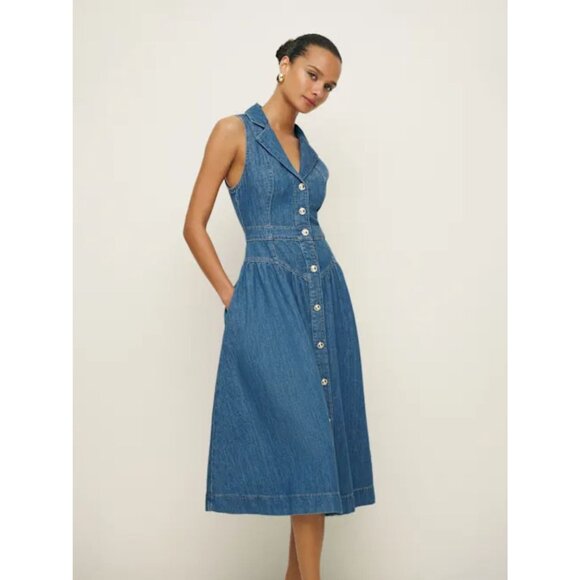 Reformation Ellison Denim Midi Dress - Picture 2 of 15